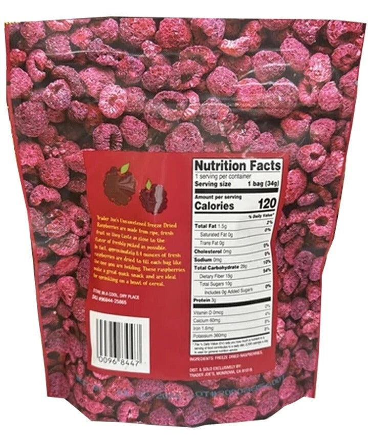 Trader Joe’s Freeze Dried Fruit RASPBERRY - Unsweetened & Unsultared