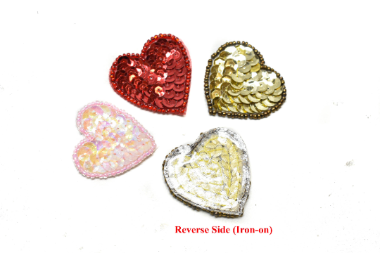 Sequin Heart Applique 1.75" x 1.63"