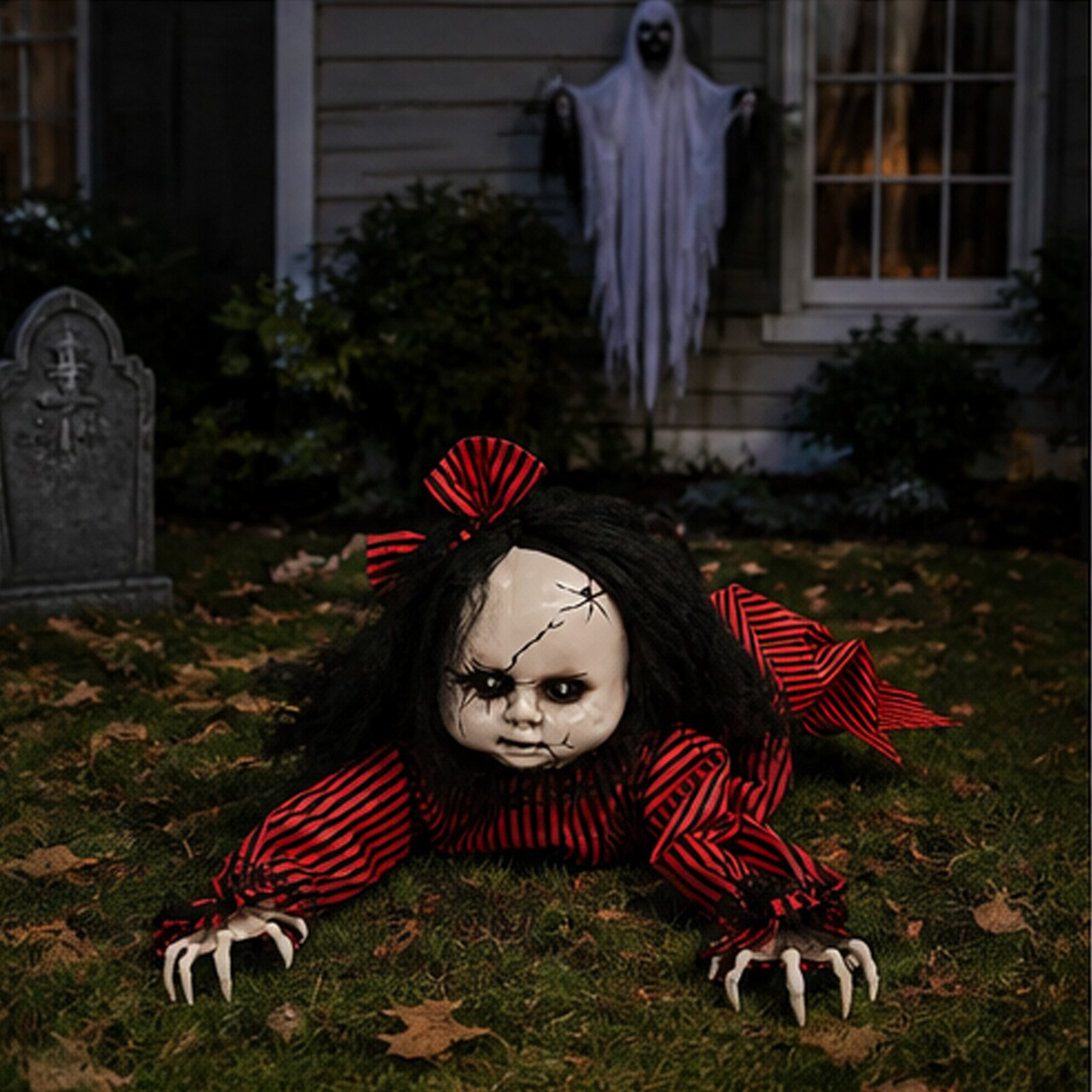 9" Touch Activated Animatronic Doll Halloween Lighted Decoration