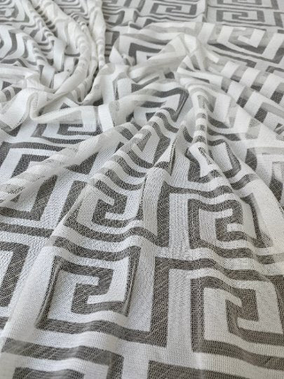 Printed Power Mesh White Geo