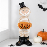 23 Inch Mummy in Top Hat Holding Jack-O-Lantern Candy Dish