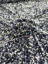 Stretch Sequin on Velvet Silver/Black