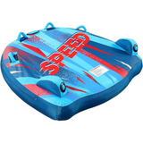 Towable Tube for Boating 1-2 Rider Inflatable Water Sports Tube with Heavy Duty 840D Nylon Cover, PVC Bladder, Padded Handles, Safety Air Valve, Bolster Fins for Lake & Ocean Boating