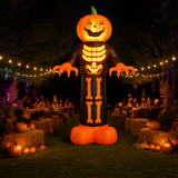 12 ft Inflatable Pumpkin Skeleton Reaper with LED Lights