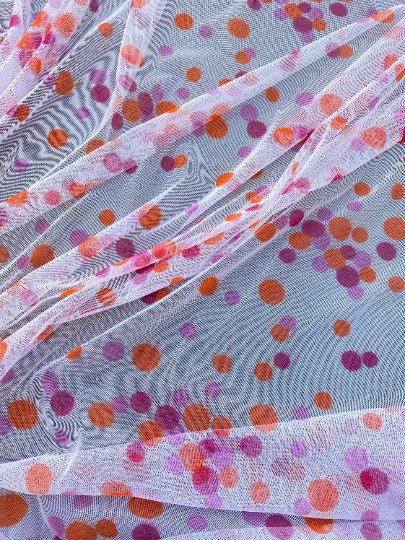 Polka Dot Tulle Pink Orange