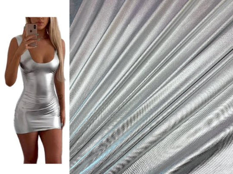 Shiny Silver Slinky Foiled Jersey