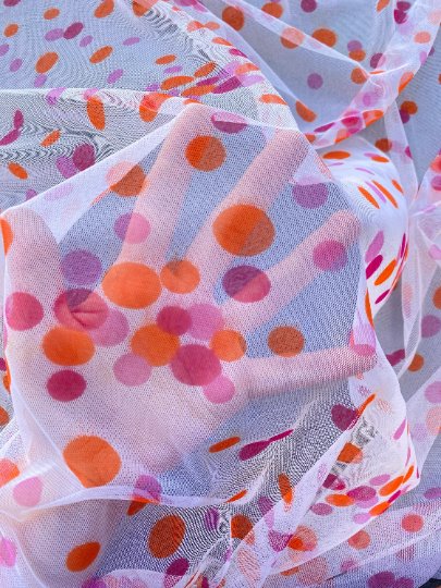 Polka Dot Tulle Pink Orange