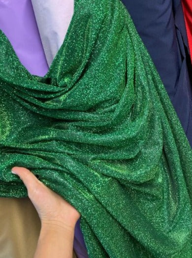 Emerald Green Stretch Metallic Lurex