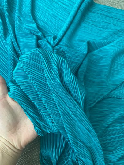 Stretch Knit Pleated Teal