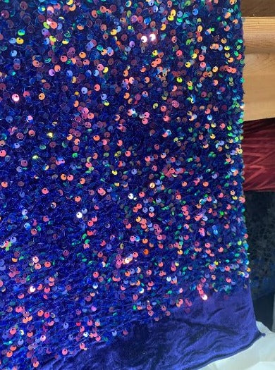 Iridescent Sequin on Velvet Blue