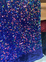 Iridescent Sequin on Velvet Blue