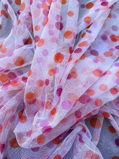 Polka Dot Tulle Pink Orange