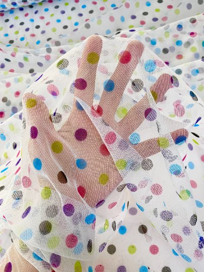 Printed Tulle Multicolor Polka Dot