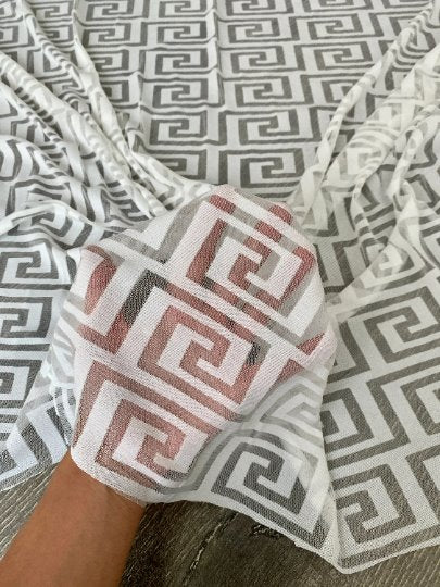 Printed Power Mesh White Geo