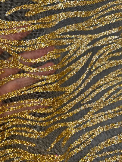 Gold Glitter Abstract Design Lace