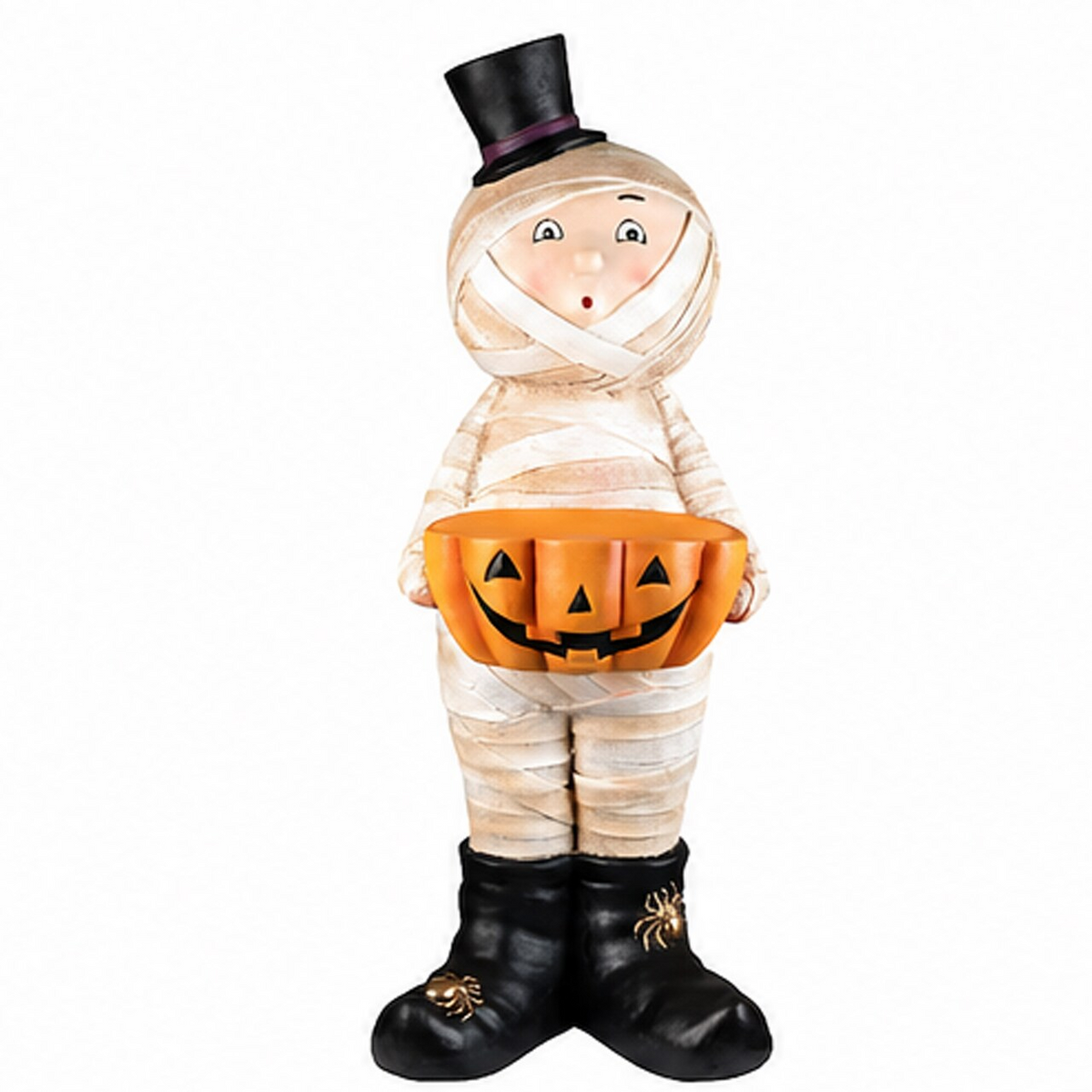 23 Inch Mummy in Top Hat Holding Jack-O-Lantern Candy Dish