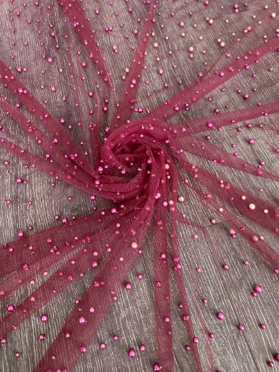 Pearl Tulle Burgundy