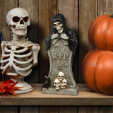 12 Inch Tombstone and Skeleton Reaper Halloween Decoration
