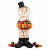23 Inch Mummy in Top Hat Holding Jack-O-Lantern Candy Dish