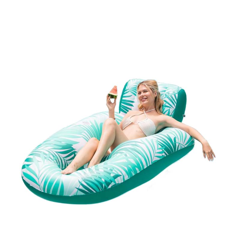 Inflatable Pool Lounger Float for Adults, Pool Chair Float with Cup Holder, Headrest, Footrest & Mesh Seat, Supports Up to 300 lbs, Float for Pool, Lake & River