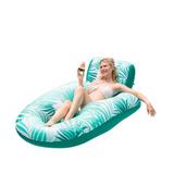 Inflatable Pool Lounger Float for Adults, Pool Chair Float with Cup Holder, Headrest, Footrest & Mesh Seat, Supports Up to 300 lbs, Float for Pool, Lake & River