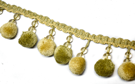 Beaded Tassel Fringe Trim Green 3 Inch