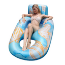 Inflatable Pool Lounger Float for Adults, Pool Chair Float with Cup Holder, Headrest, Footrest & Mesh Seat, Supports Up to 300 lbs, Float for Pool, Lake & River