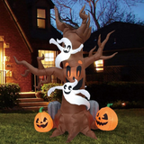 8 FT Halloween Inflatable Scary Tree with Ghosts Pumpkins and Tombstone