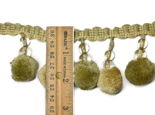 Beaded Tassel Fringe Trim Green 3 Inch