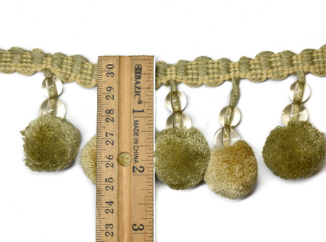 Beaded Tassel Fringe Trim Green 3 Inch