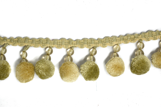 Beaded Tassel Fringe Trim Green 3 Inch