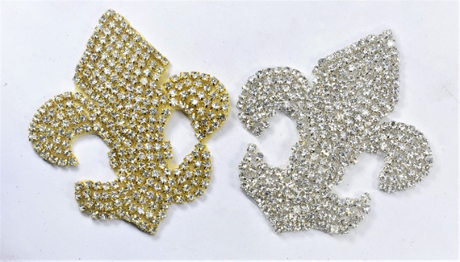 Rhinestone Applique Fleur De Los 3.5 x 4