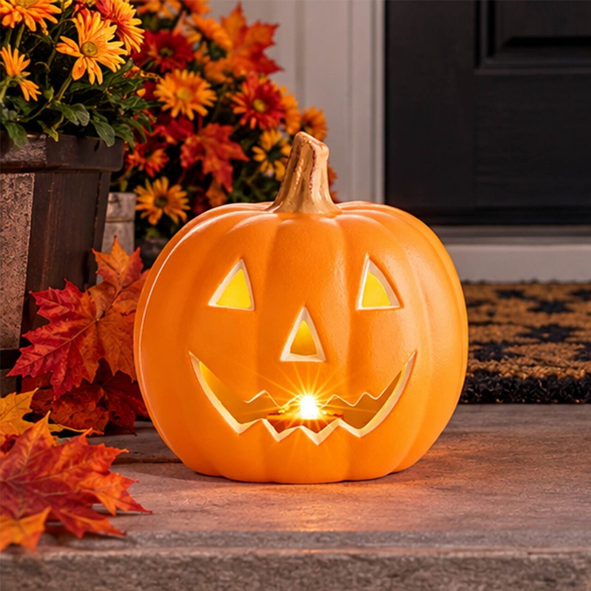 Orange Jack-o'-Lantern Blow Mold 4-Inch Halloween Pumpkin Decor