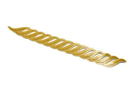 Embroidered Wavy Applique 9 x 1 Gold Black