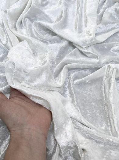 White Stretch Crushed Velvet