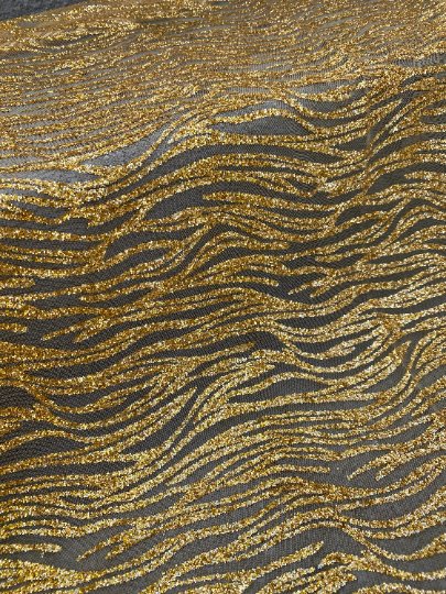 Gold Glitter Abstract Design Lace