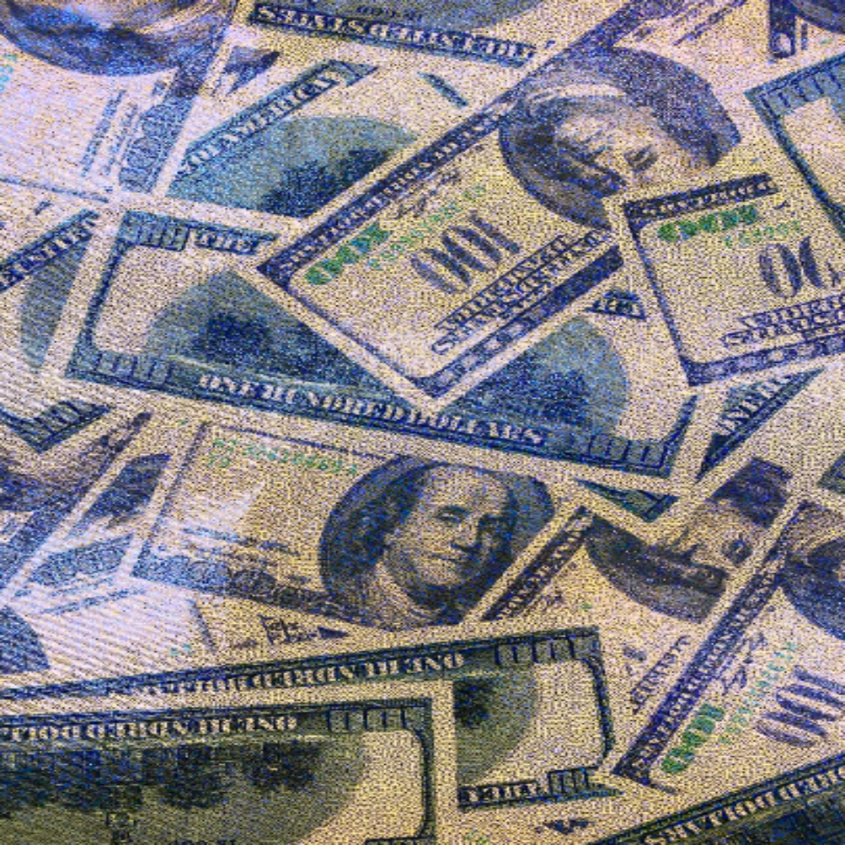 Hologram Mystique Money Print Polyester Nylon Spandex Fabric - Money Print, 60" Width (1 Yard)
