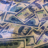 Hologram Mystique Money Print Polyester Nylon Spandex Fabric - Money Print, 60" Width (1 Yard)