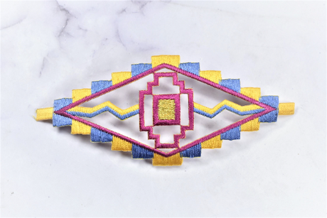 Embroidered Applique Diamond Shape Multi-Color 5.50 x 2.50