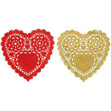 Wilton Red and Gold Heart Doilies