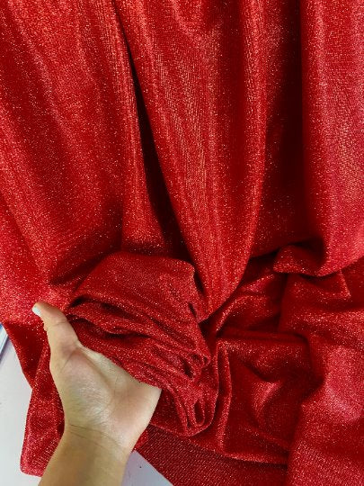 Stretch Metallic Lurex Fabric Red