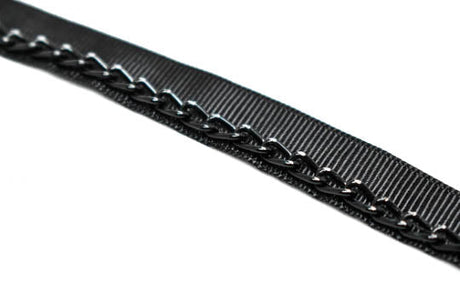 Ribbon with Black Chain Black Grosgrain 0.63"