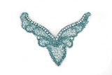 Rhinestone Applique Blue V Shape 6.75 x 7