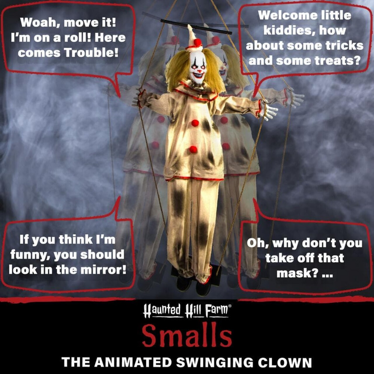 55 Inch Smalls Animated Swinging Clown For Halloween