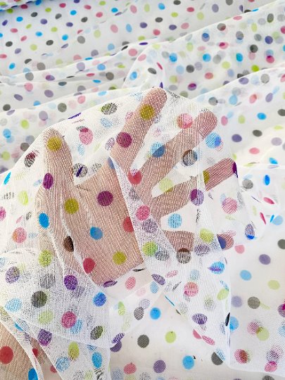 Printed Tulle Multicolor Polka Dot