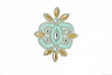 Embroidered Applique Mint Green Gold Floral Rhinestone 4x3