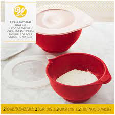 Wilton 2-Quart and 3-Quart Mixing Bowl Set with Lids – 4 Piece