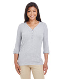 Ladies' Perfect Fit Y-Placket Convertible Sleeve Knit Top