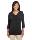 Ladies' Perfect Fit Y-Placket Convertible Sleeve Knit Top