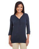 Ladies' Perfect Fit Y-Placket Convertible Sleeve Knit Top